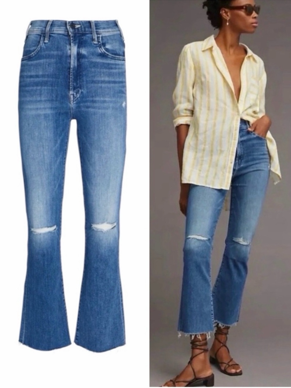 MOTHER Jeans Hustler Ankle Fray Can’t Stop Staring Blue Size 28